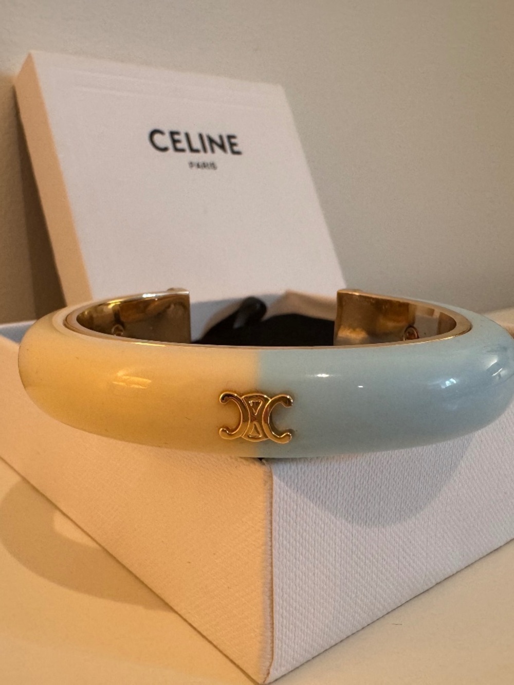 CELINE Triomphe Sorbet Resin Cuff Bracelet